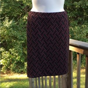 Kasper lined knit jewel tone herringbone print skirt size 18 NWT